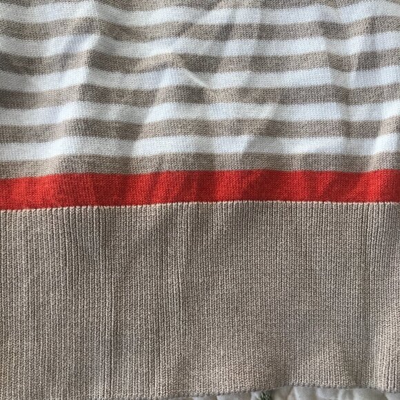 Halogen L Sweater Button Stripe Fall Cream Orange​​​​ - Picture 8 of 14